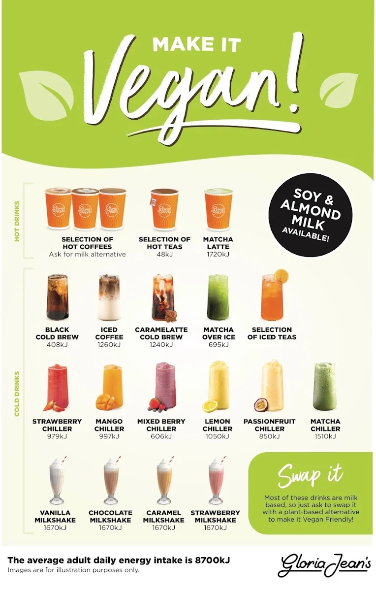 Menu, Gloria Jean's Tea Tree Plaza