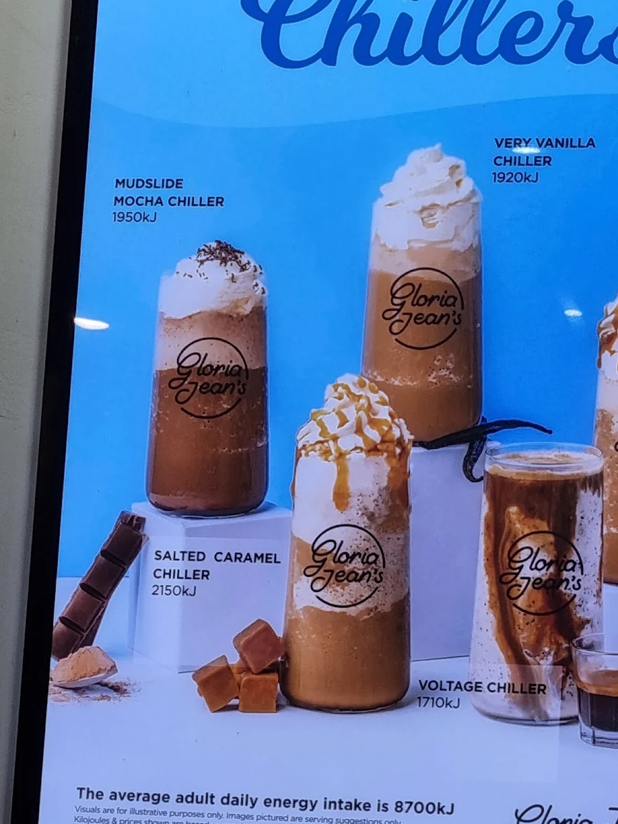 Menu, Gloria Jean's Tea Tree Plaza