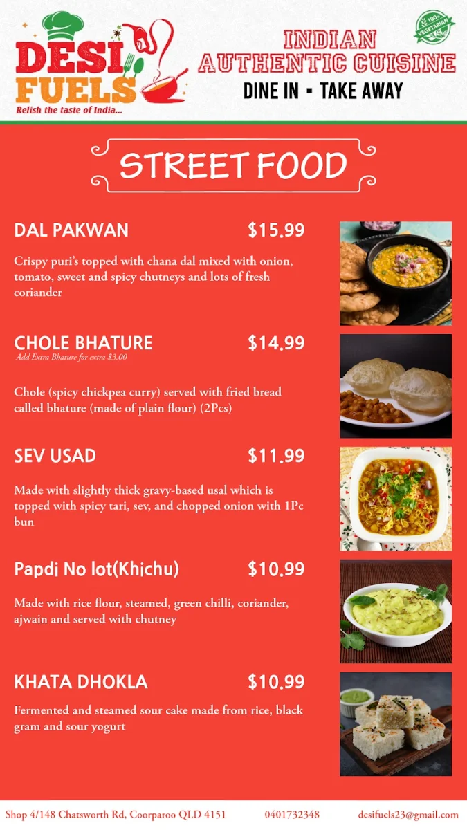 Menu, Desi Fuels