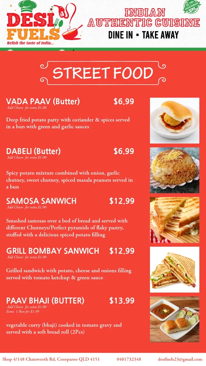Menu, Desi Fuels