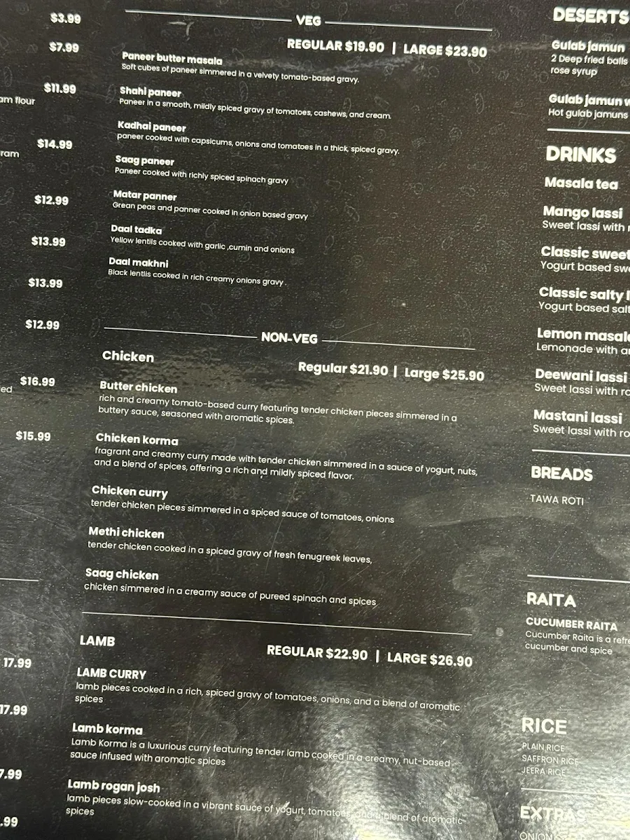 Menu, Little Punjab