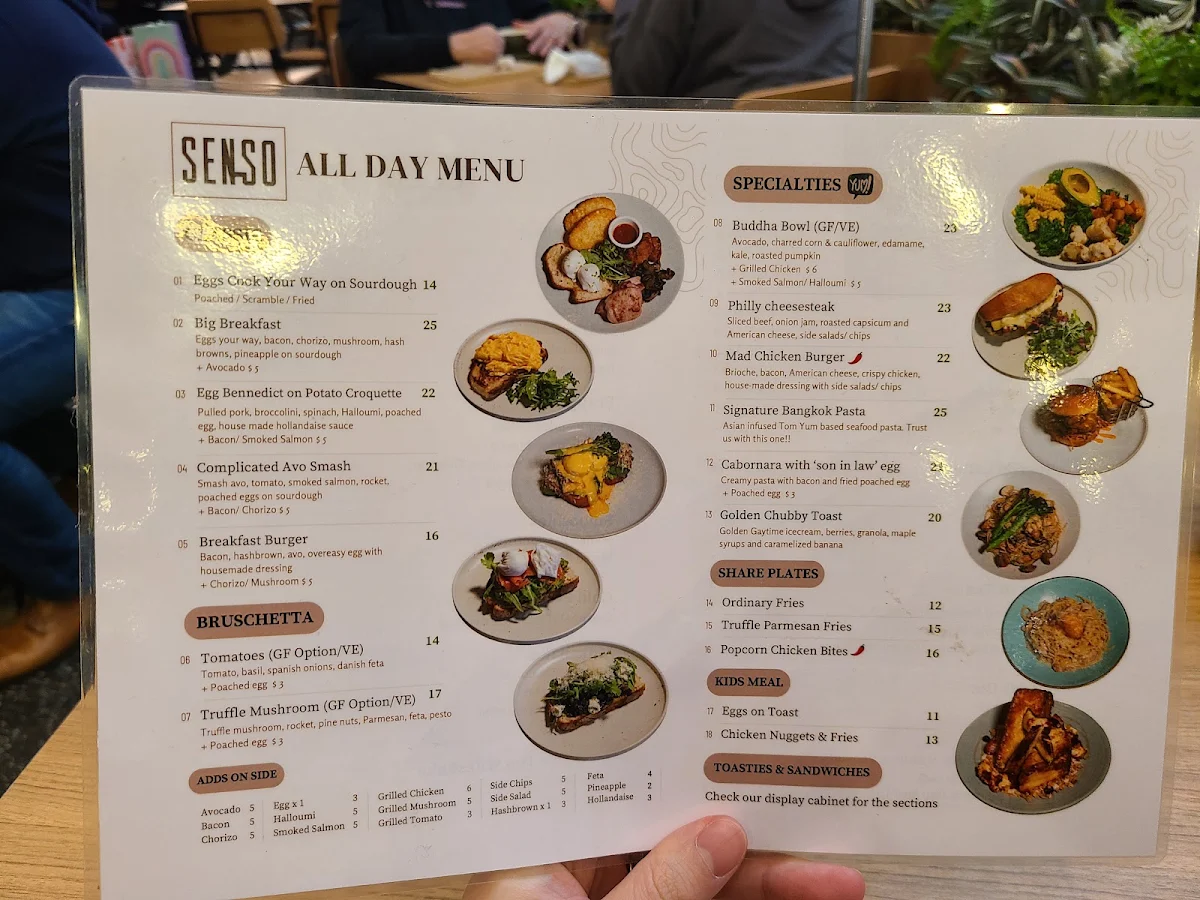 Menu, Senso Coffee + Kitchen