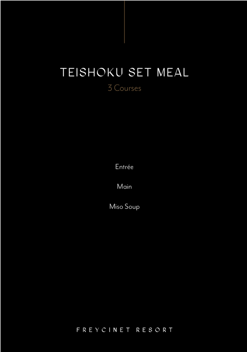 Menu, Mount Paul Lounge