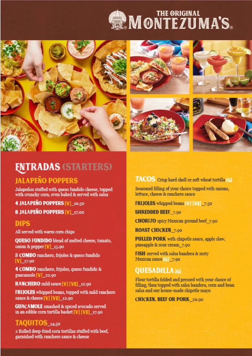 Menu, Montezuma's Mexican Restaurant & Bar - Mt Gravatt, QLD