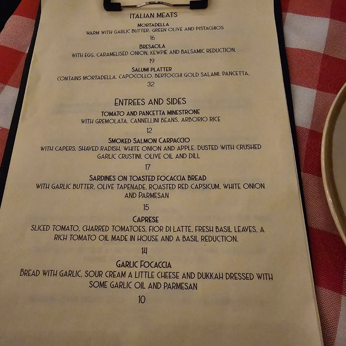 Menu, Angelette