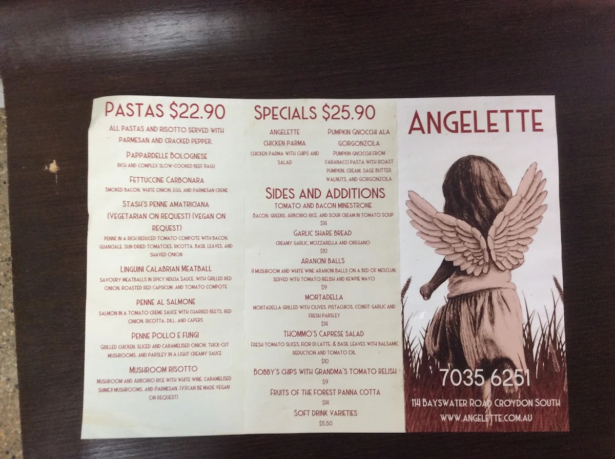 Menu, Angelette