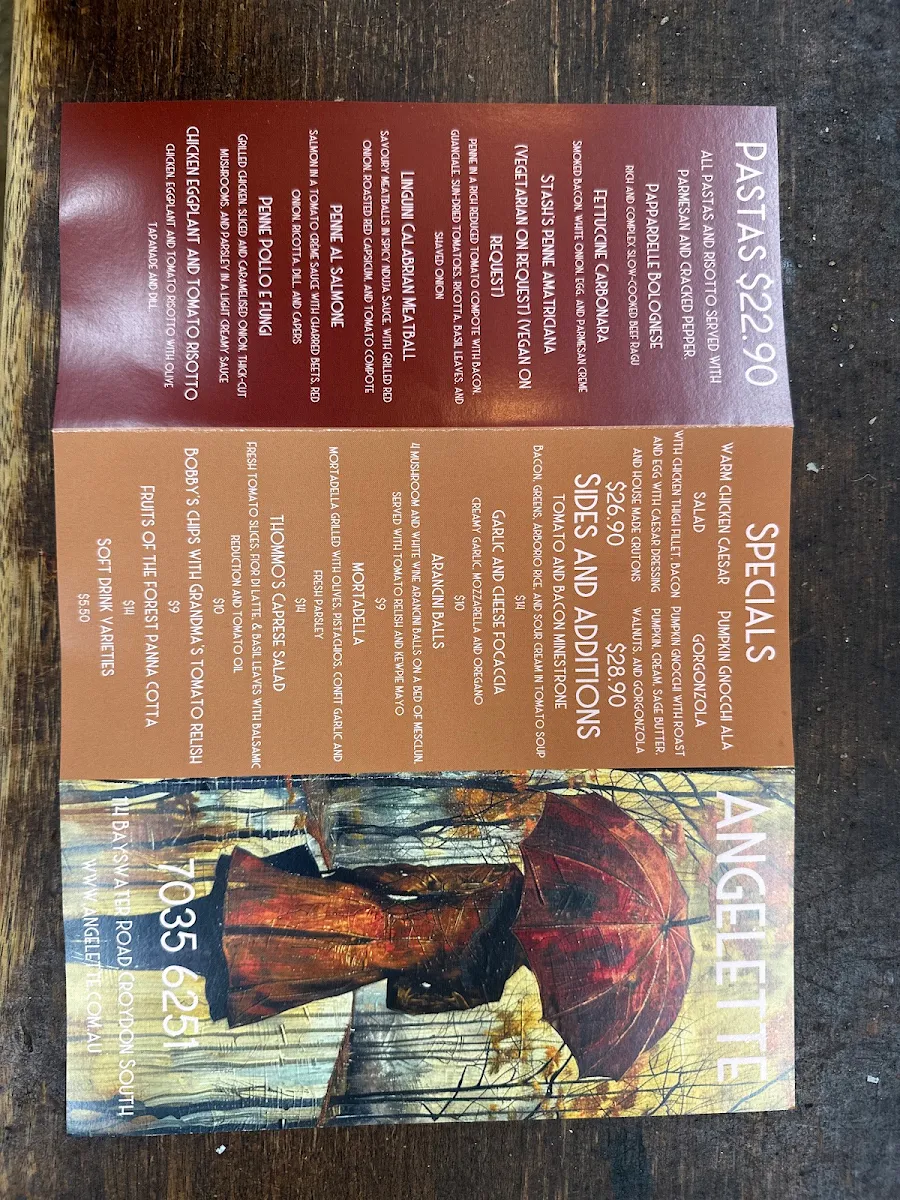 Menu, Angelette