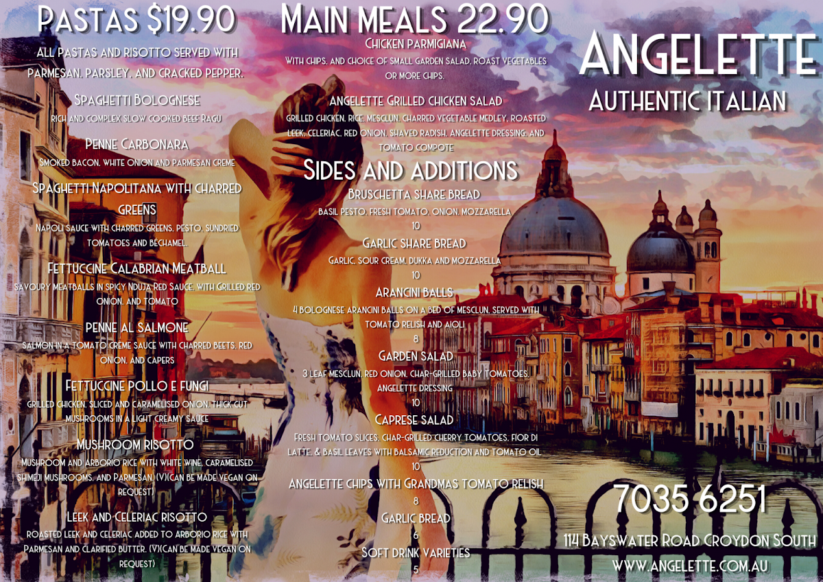 Menu, Angelette