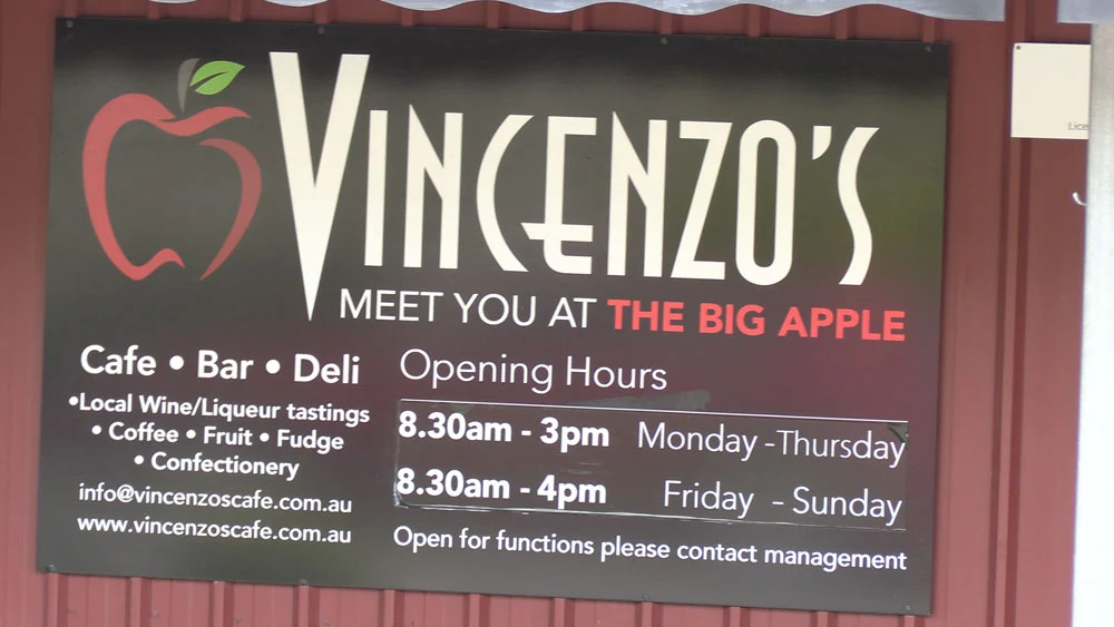 Menu, Vincenzo's Cafe