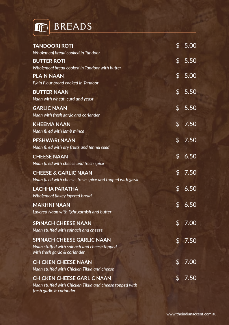 Menu, The Indian Accent Cuisine