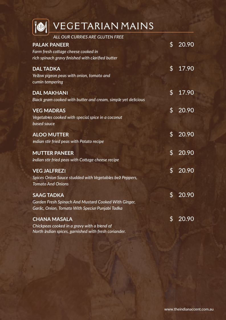 Menu, The Indian Accent Cuisine