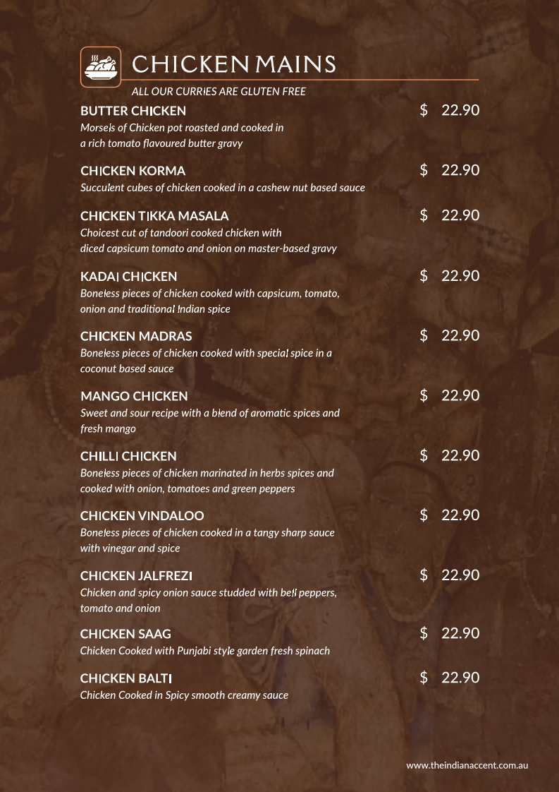 Menu, The Indian Accent Cuisine