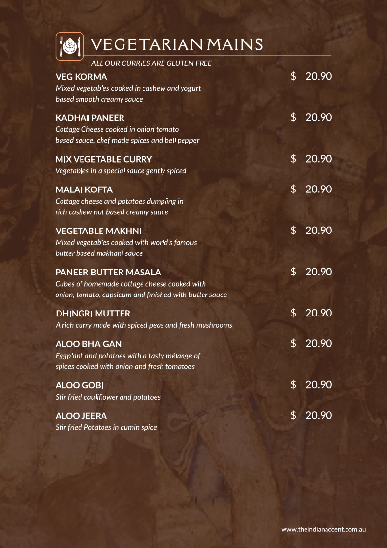 Menu, The Indian Accent Cuisine