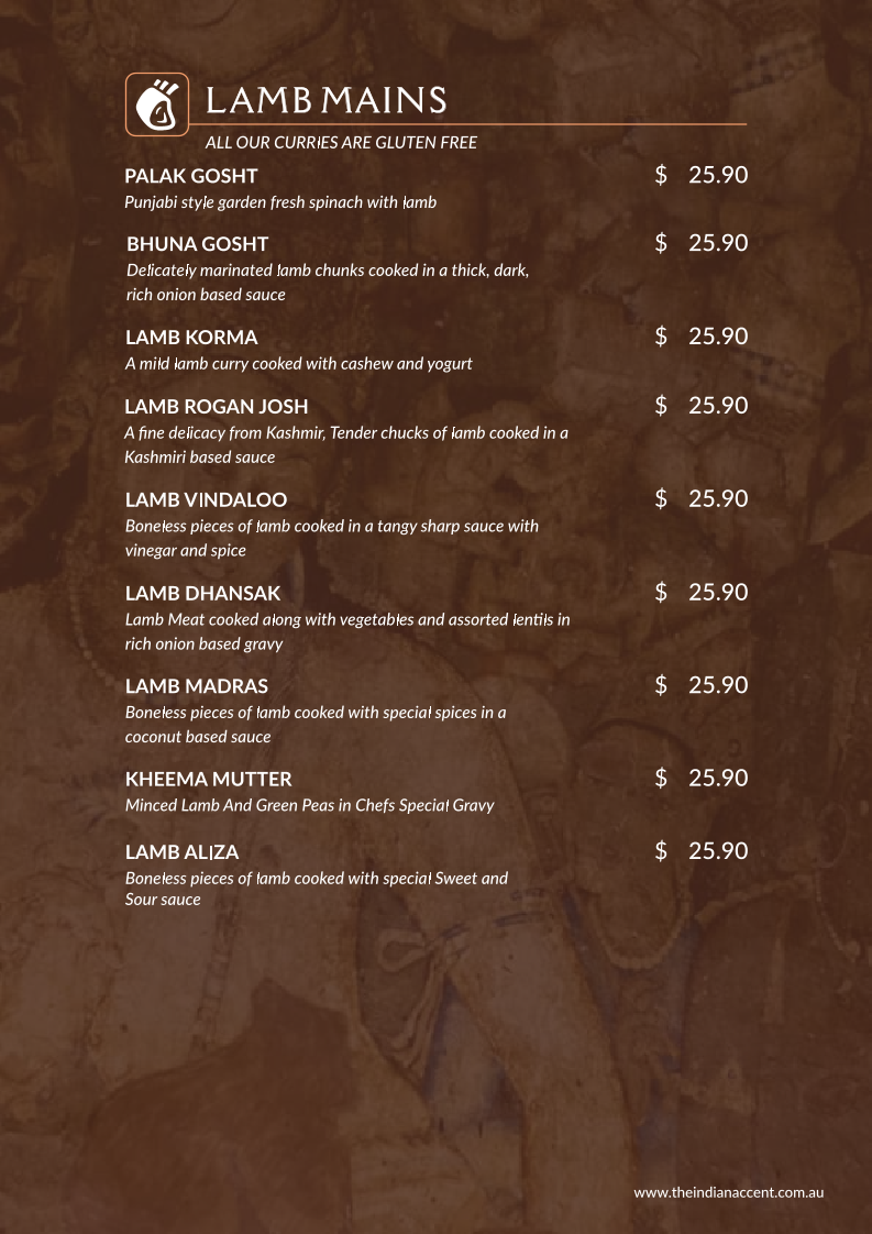 Menu, The Indian Accent Cuisine