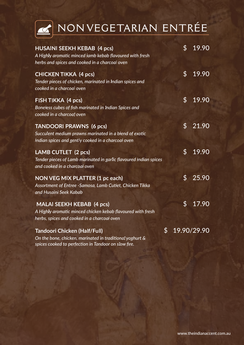 Menu, The Indian Accent Cuisine