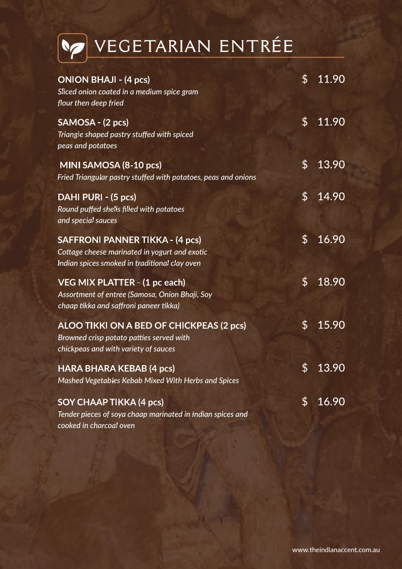 Menu, The Indian Accent Cuisine