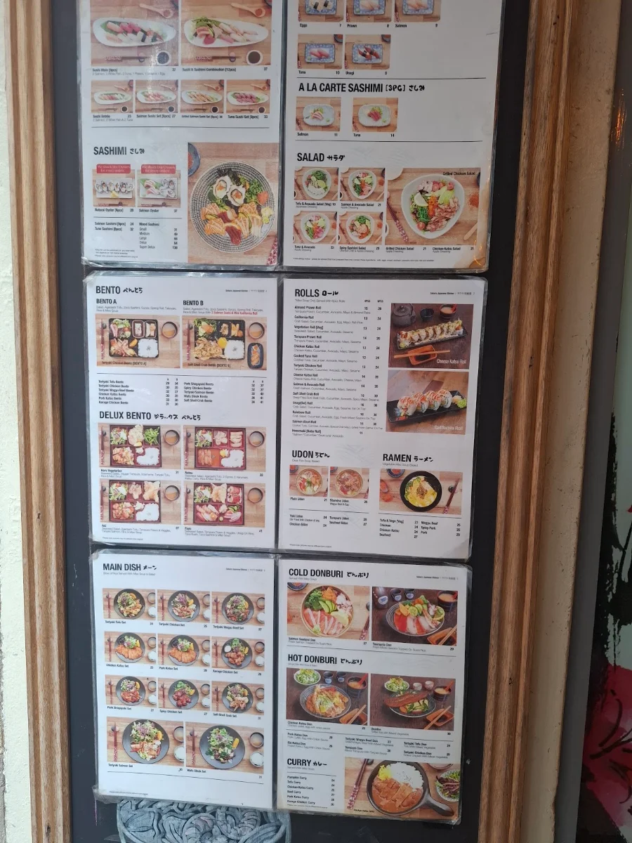 Menu, Sakura Japanese Kitchen