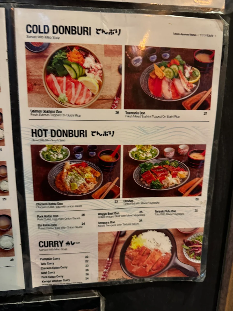 Menu, Sakura Japanese Kitchen
