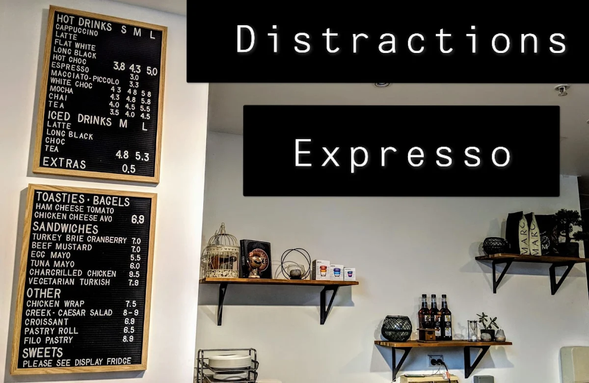 Menu, Distractions Espresso