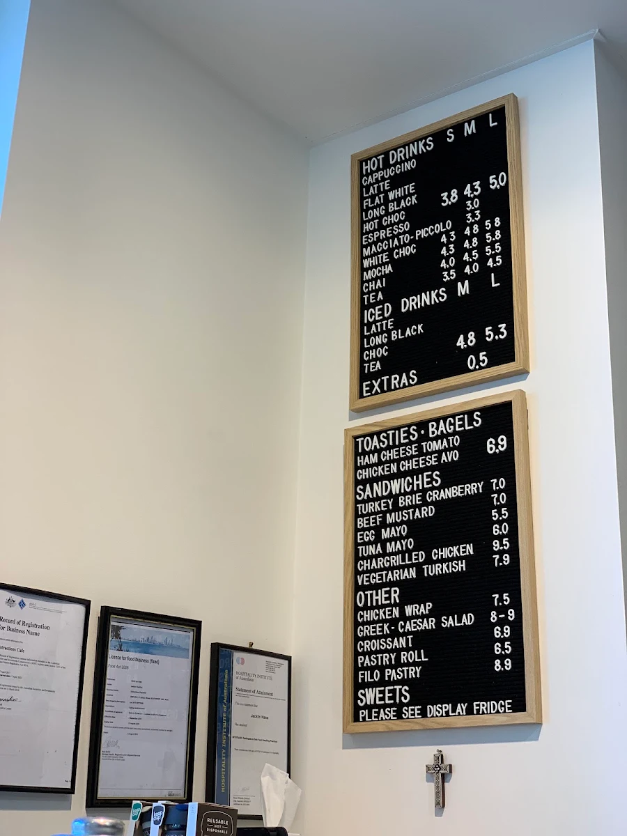 Menu, Distractions Espresso