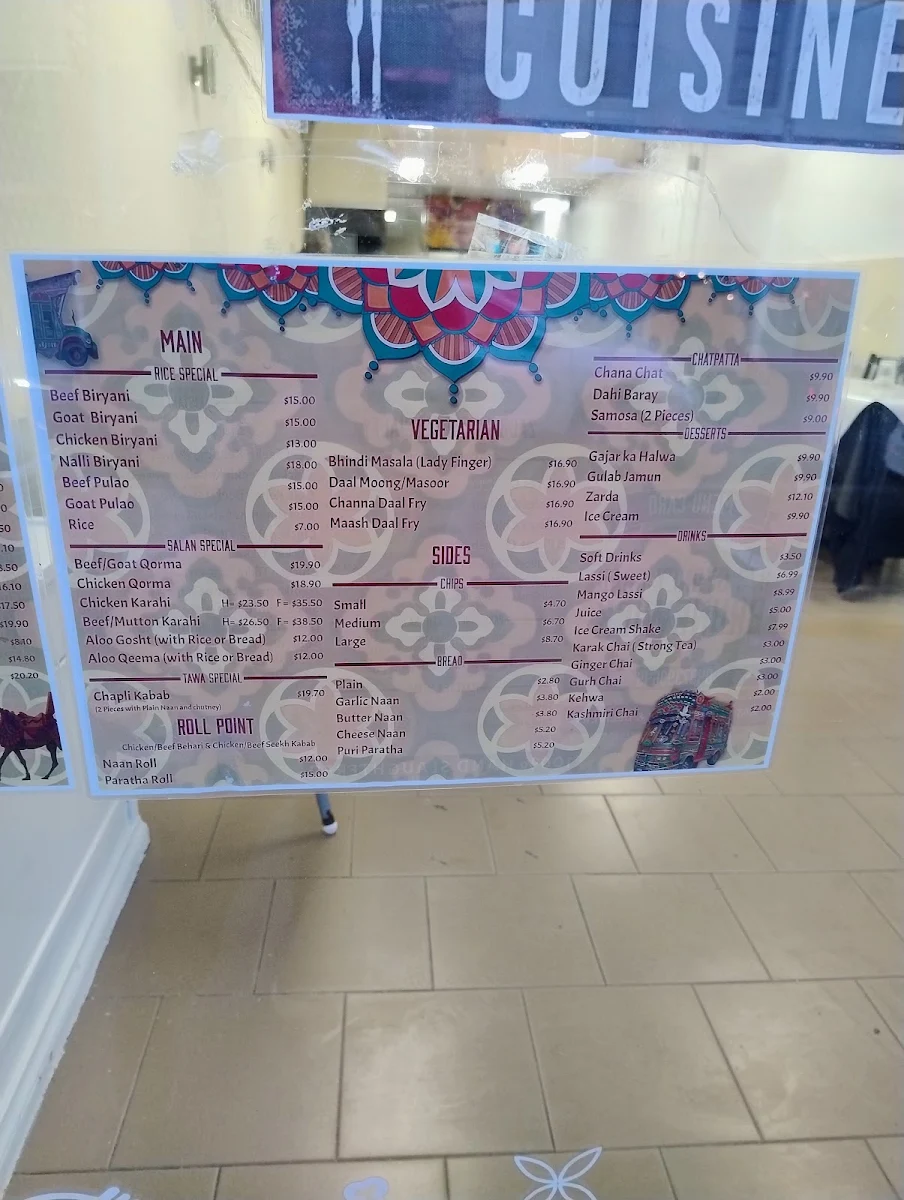 Menu, ZAUQ SHAUQ