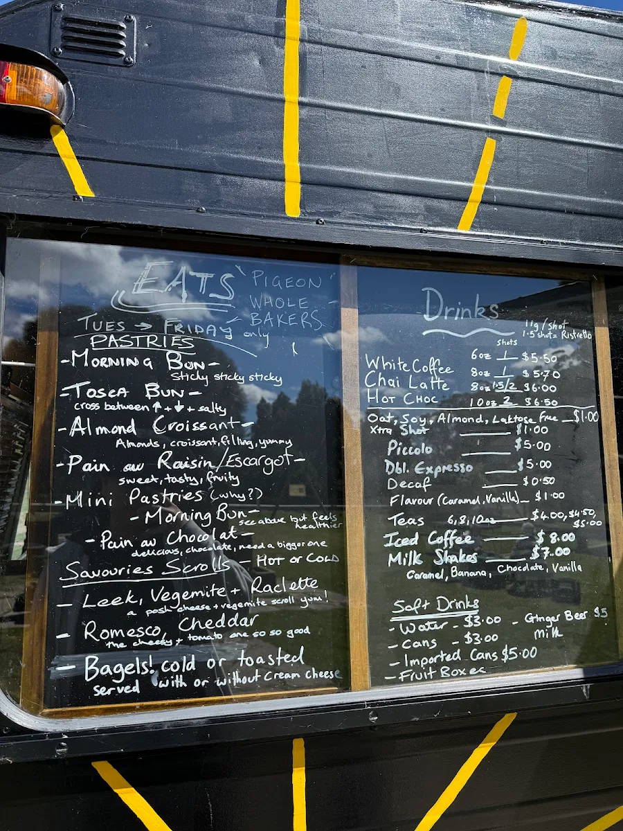 Menu, Helios Coffee Van