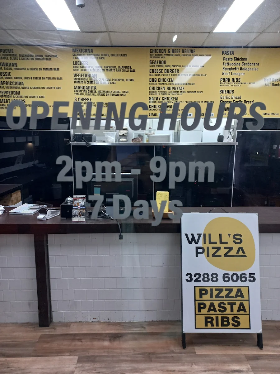 Menu, Will's Pizza (Yamanto)