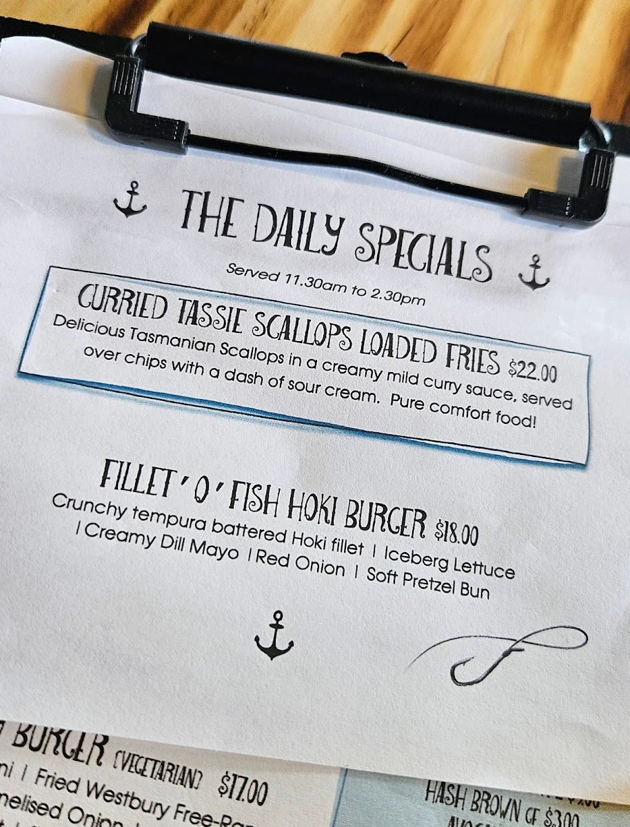 Menu, Sailor Restaurant