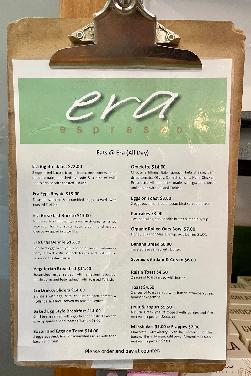 Menu, Era Espresso