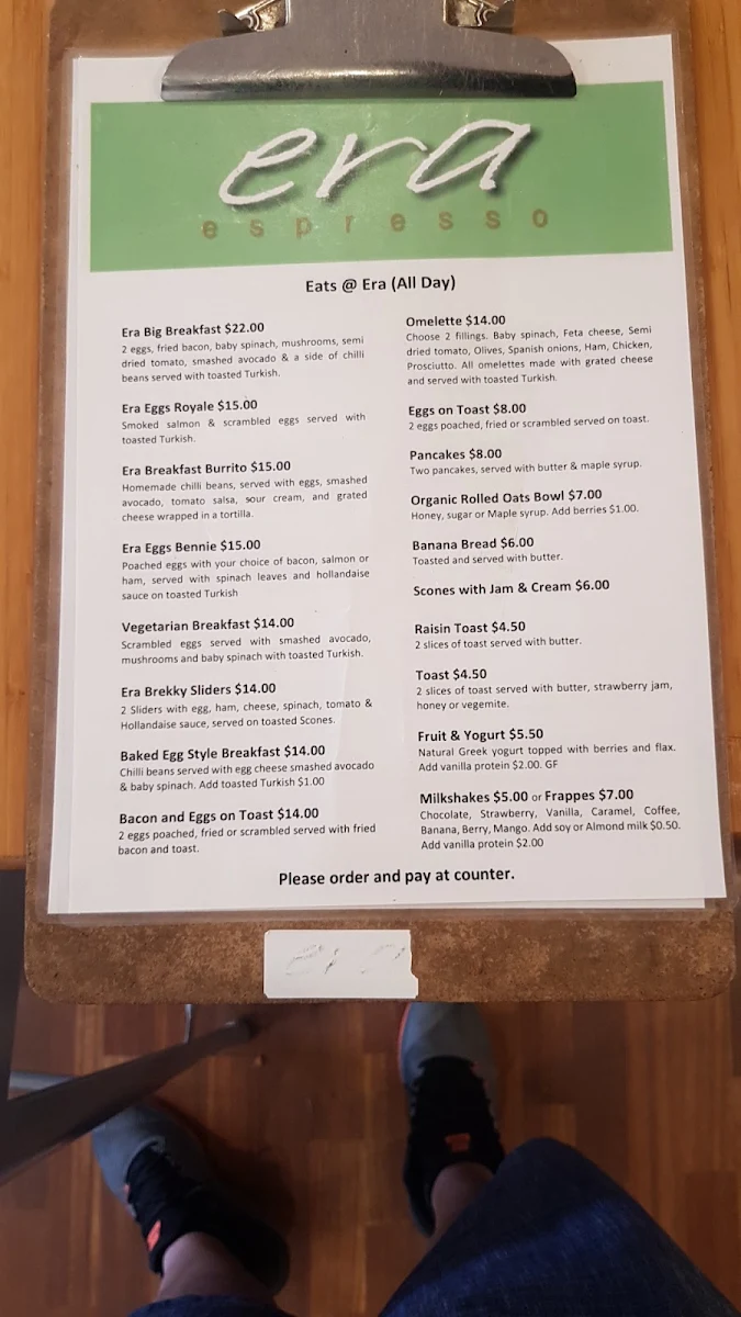 Menu, Era Espresso