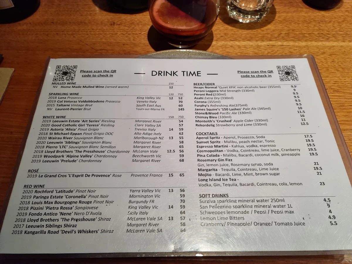 Menu, Paradiso Bar and Grill