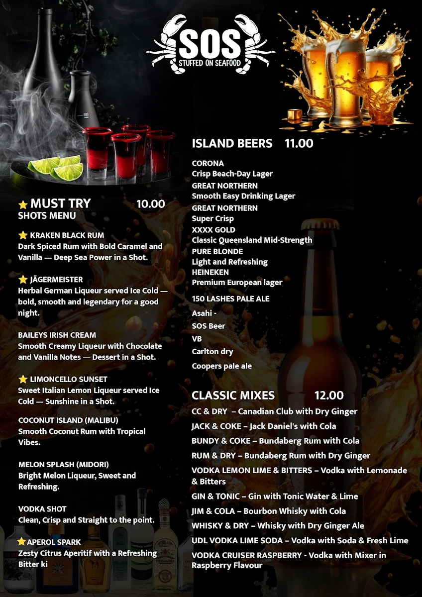 Menu, SOS - Stuffed on Seafood