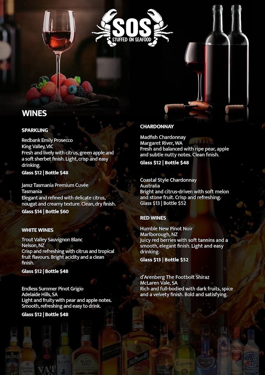 Menu, SOS - Stuffed on Seafood