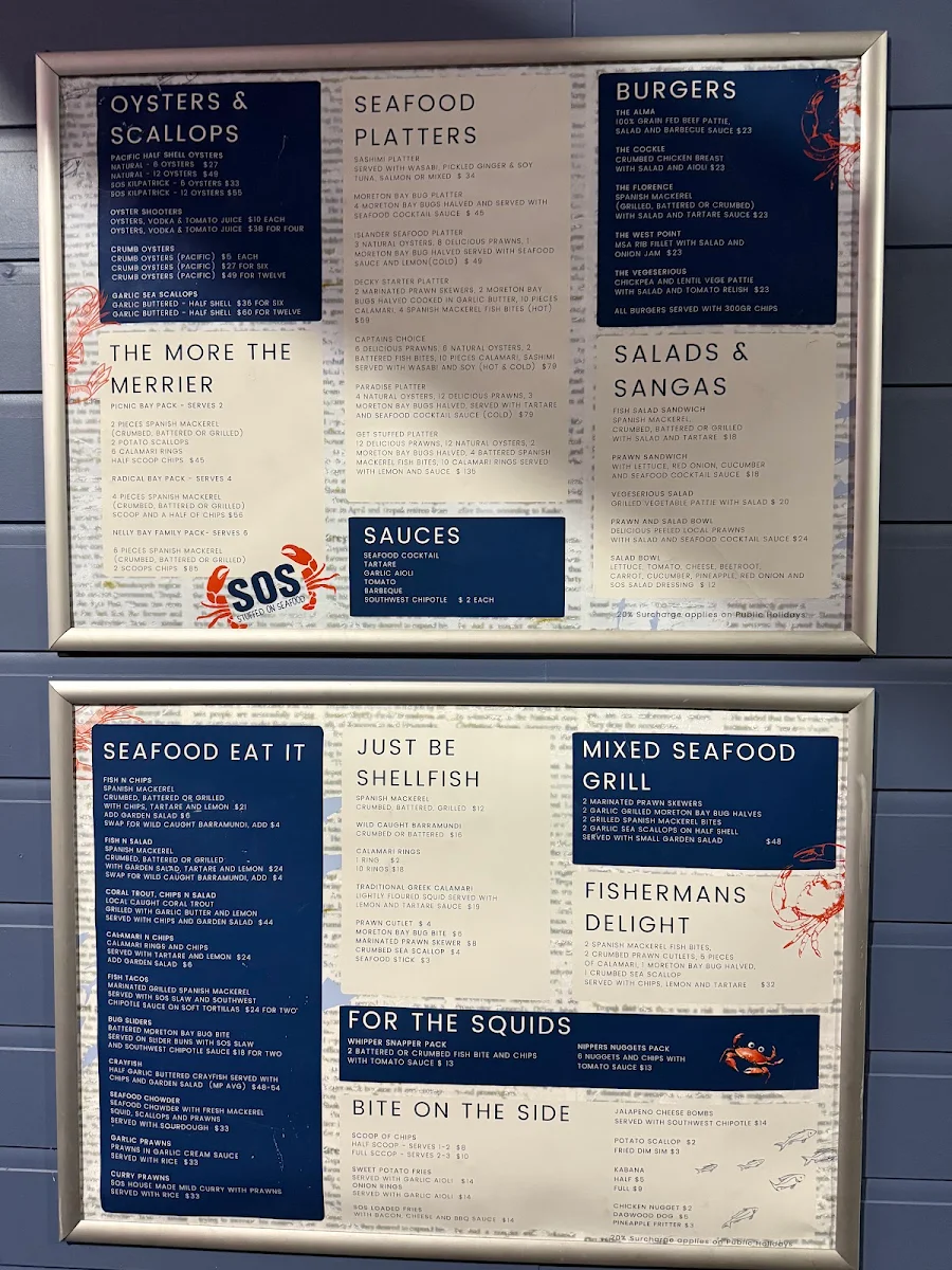 Menu, SOS - Stuffed on Seafood