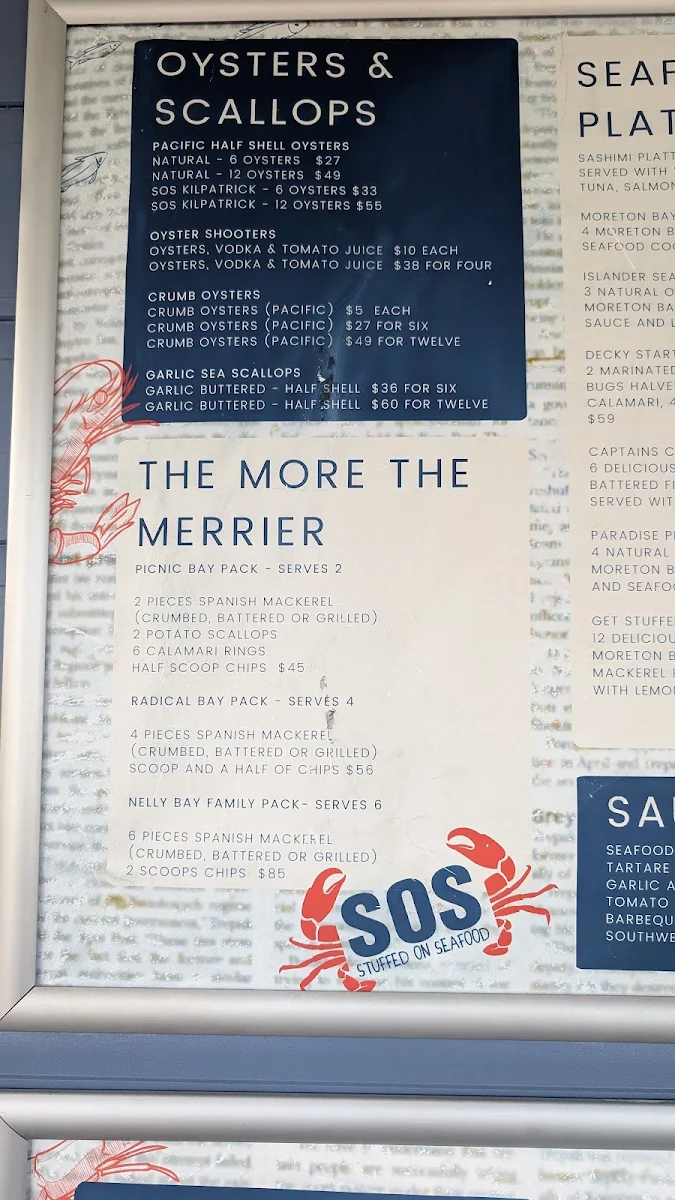 Menu, SOS - Stuffed on Seafood
