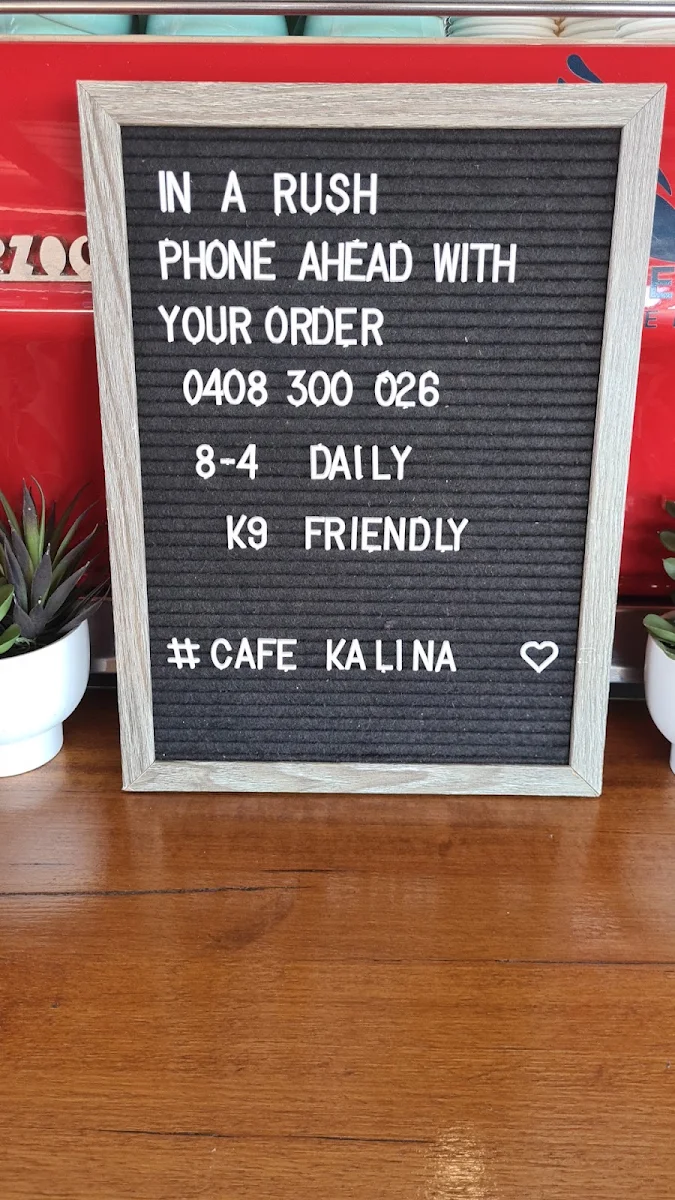 Menu, The Cafe Kalina Springfield