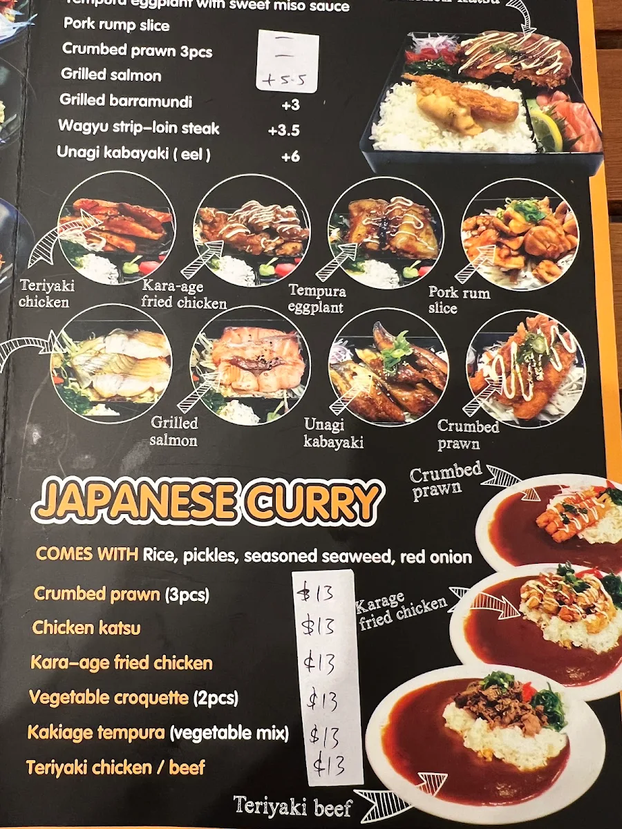 Menu, sushi and bowl