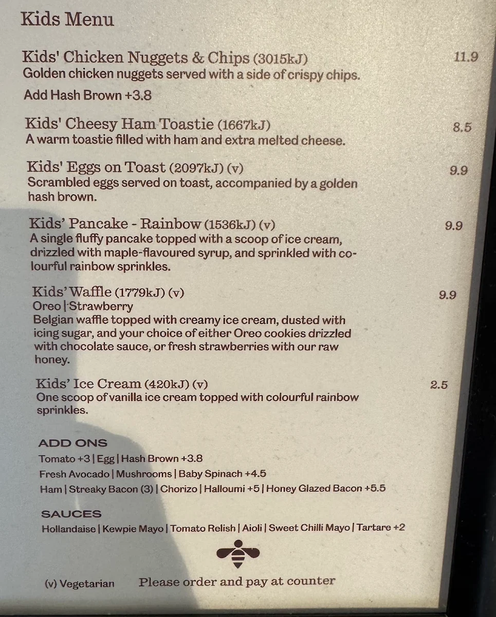 Menu, Bee Keen Cafe Knox
