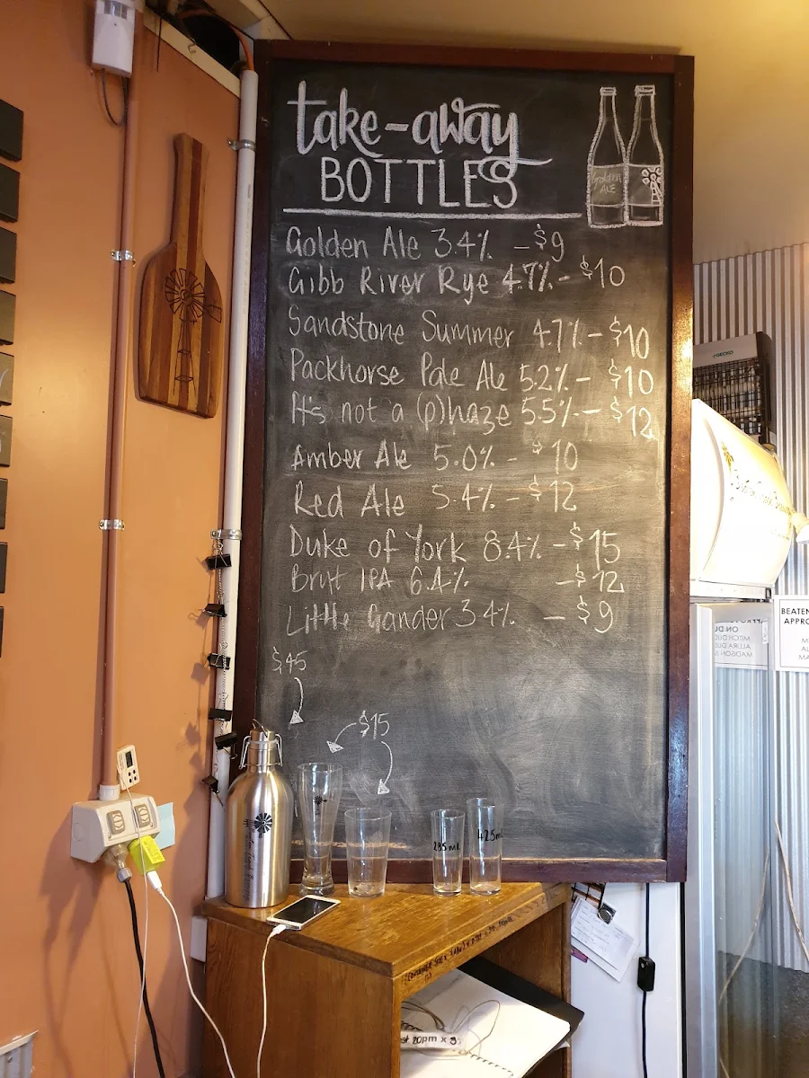 Menu, Beaten Track Brewery