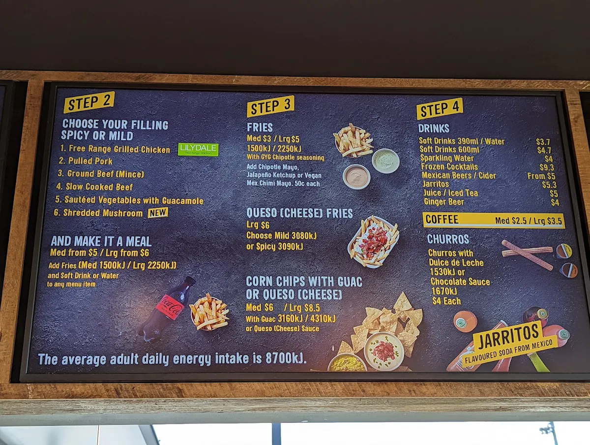 Menu, Guzman y Gomez - Casula
