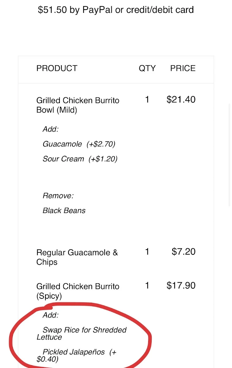 Menu, Guzman y Gomez - Casula