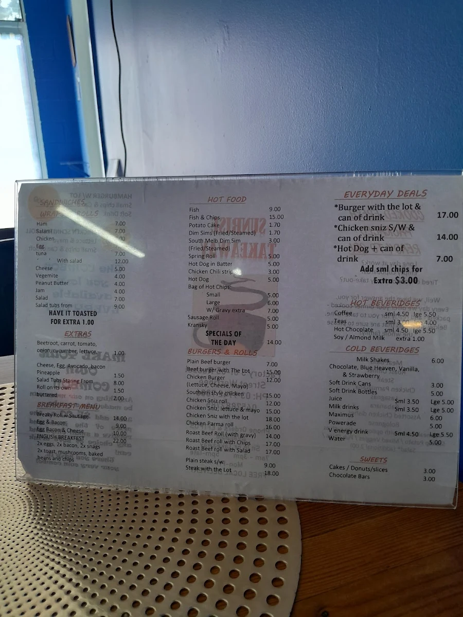 Menu, Aussie ADDA Cafe & Restaurant