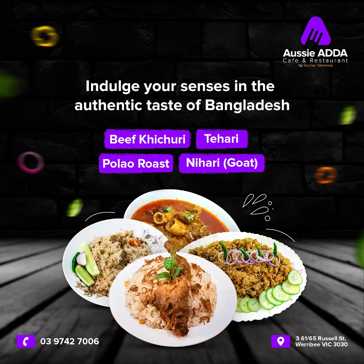 Menu, Aussie ADDA Cafe & Restaurant