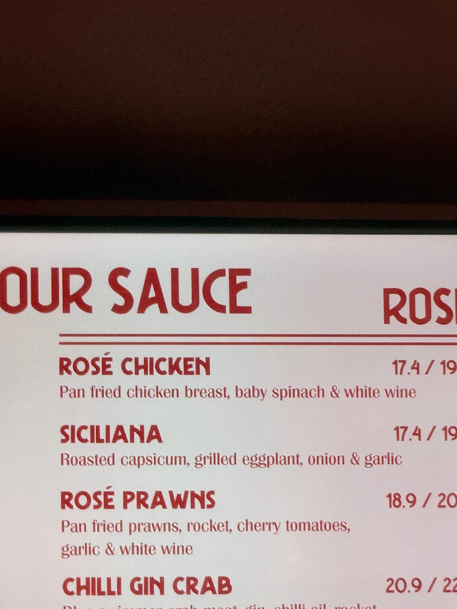 Menu, Pastagogo Norwood