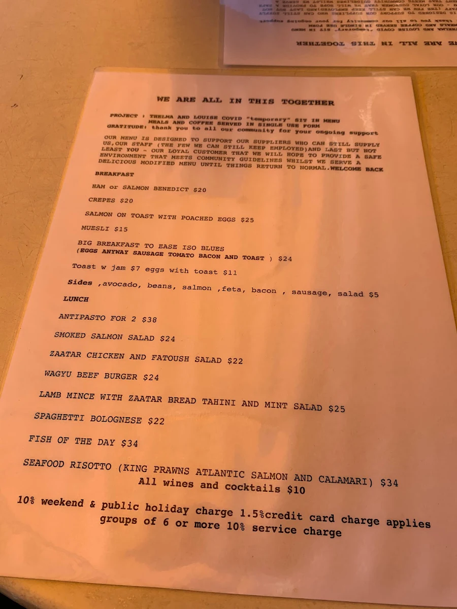 Menu, Thelma & Louise