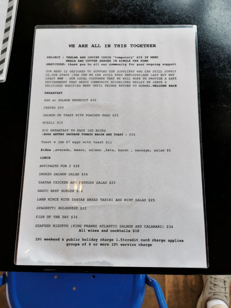 Menu, Thelma & Louise