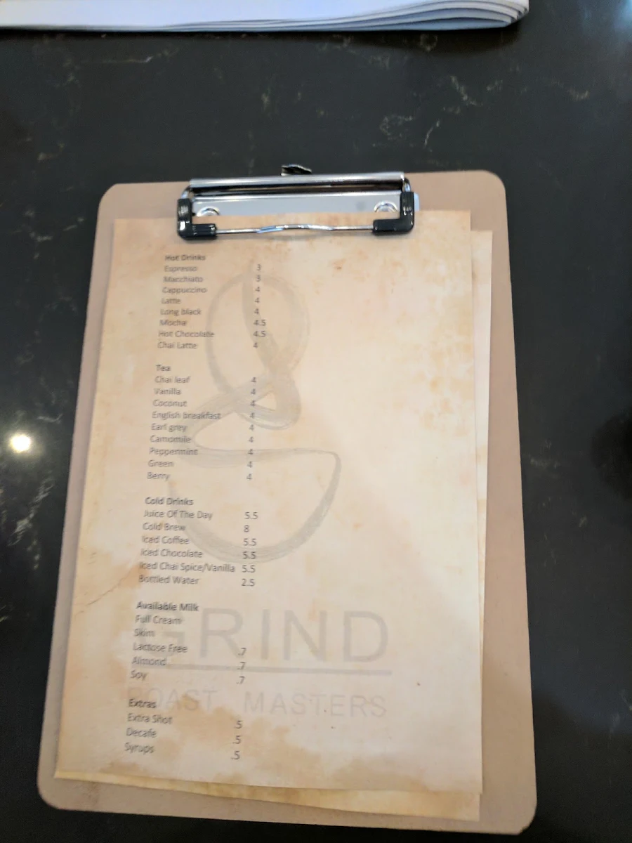Menu, Grind Roast Masters