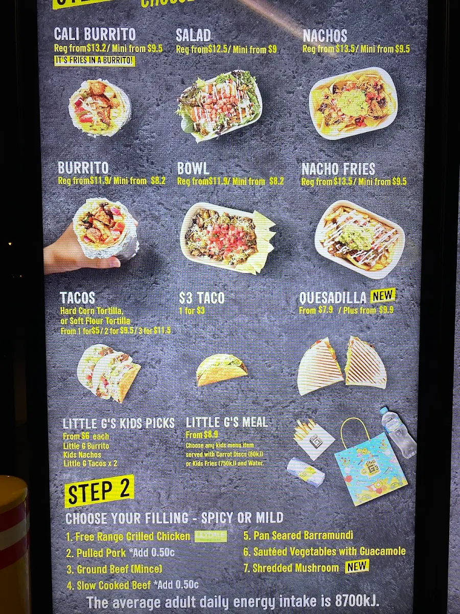 Menu, Guzman y Gomez - Pialba