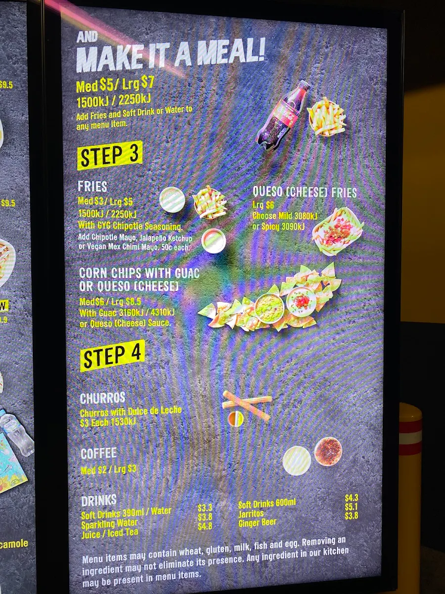 Menu, Guzman y Gomez - Pialba