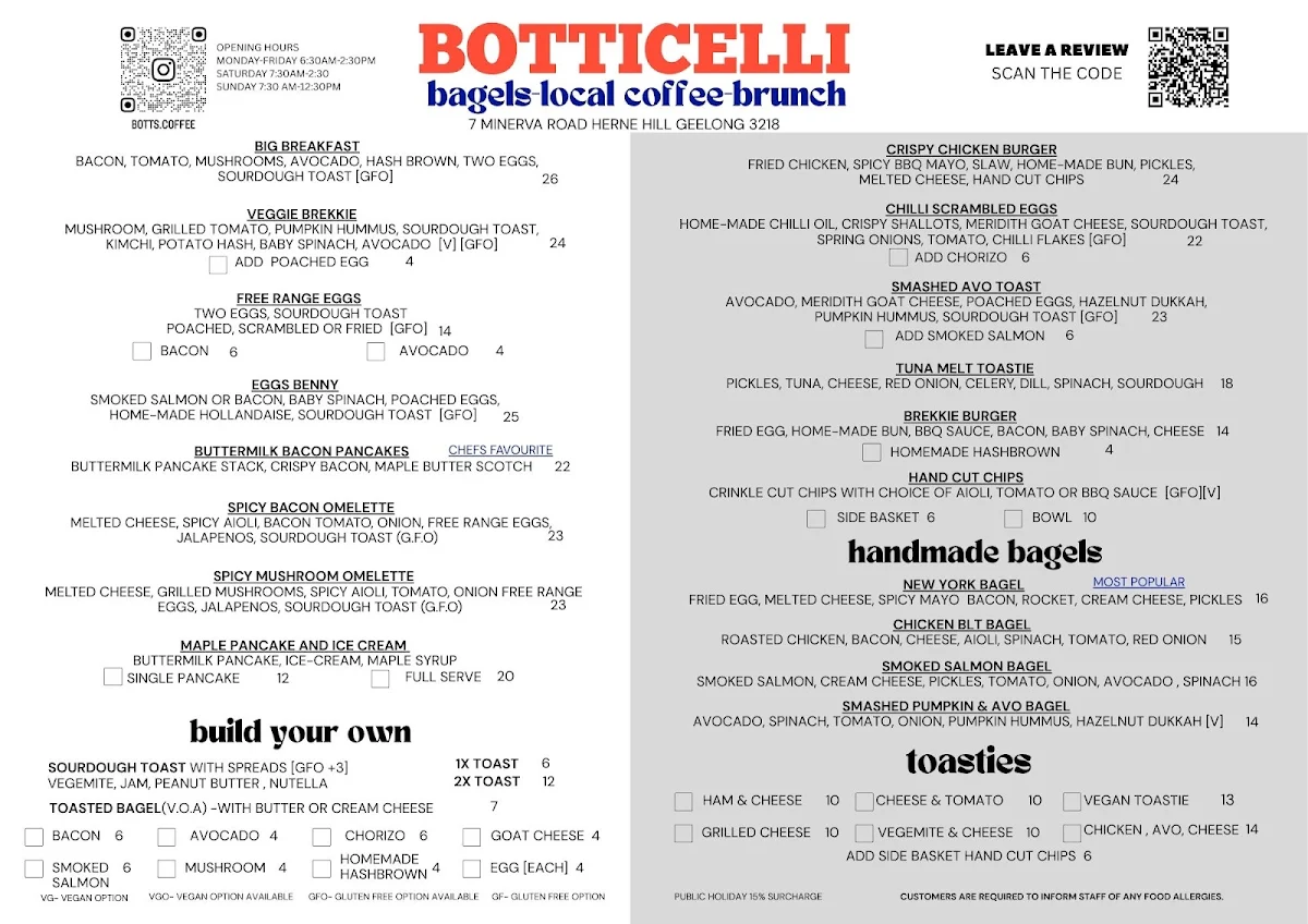 Menu, Botticelli